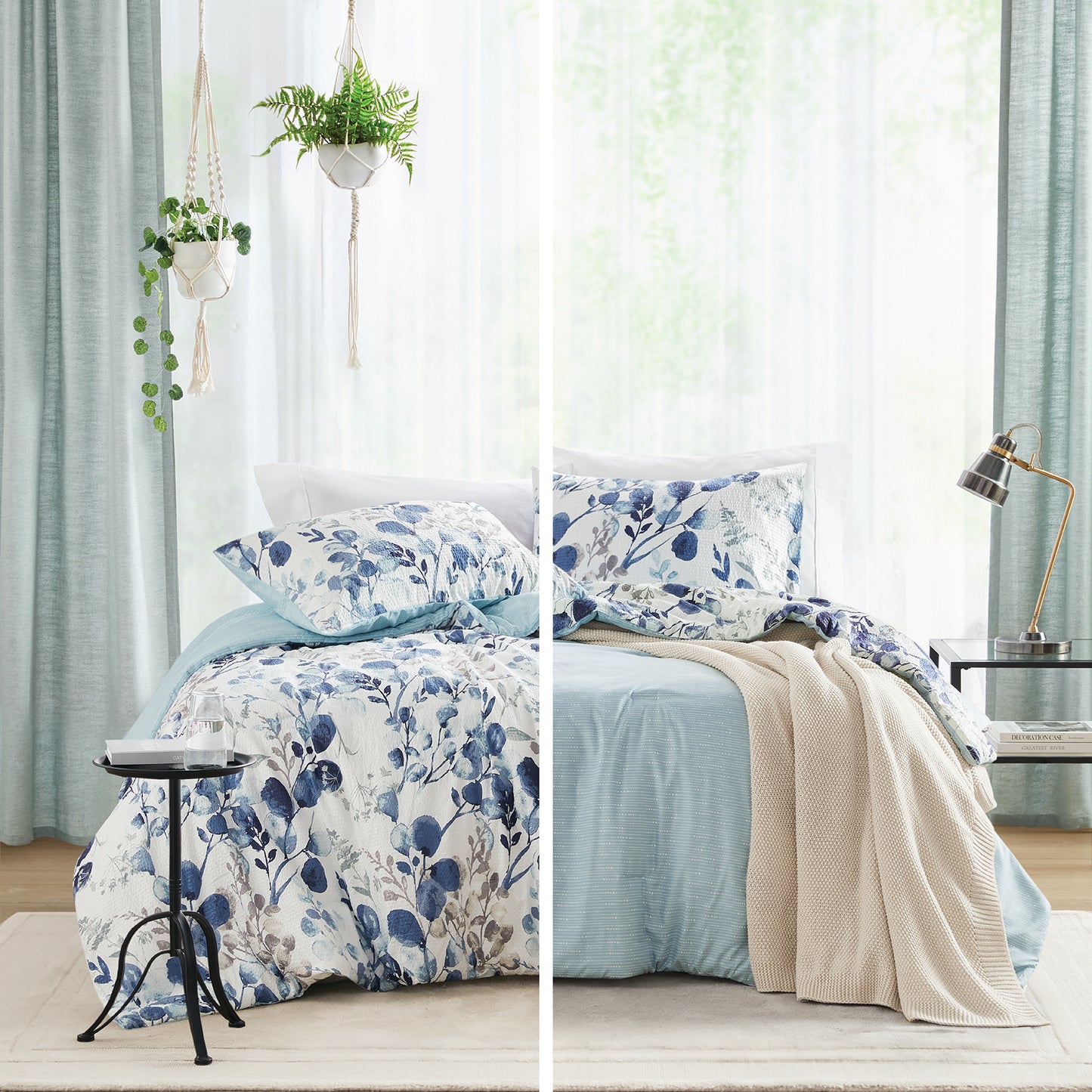 Comfort Spaces Reversible Floral Botanical Seersucker Comforter Set