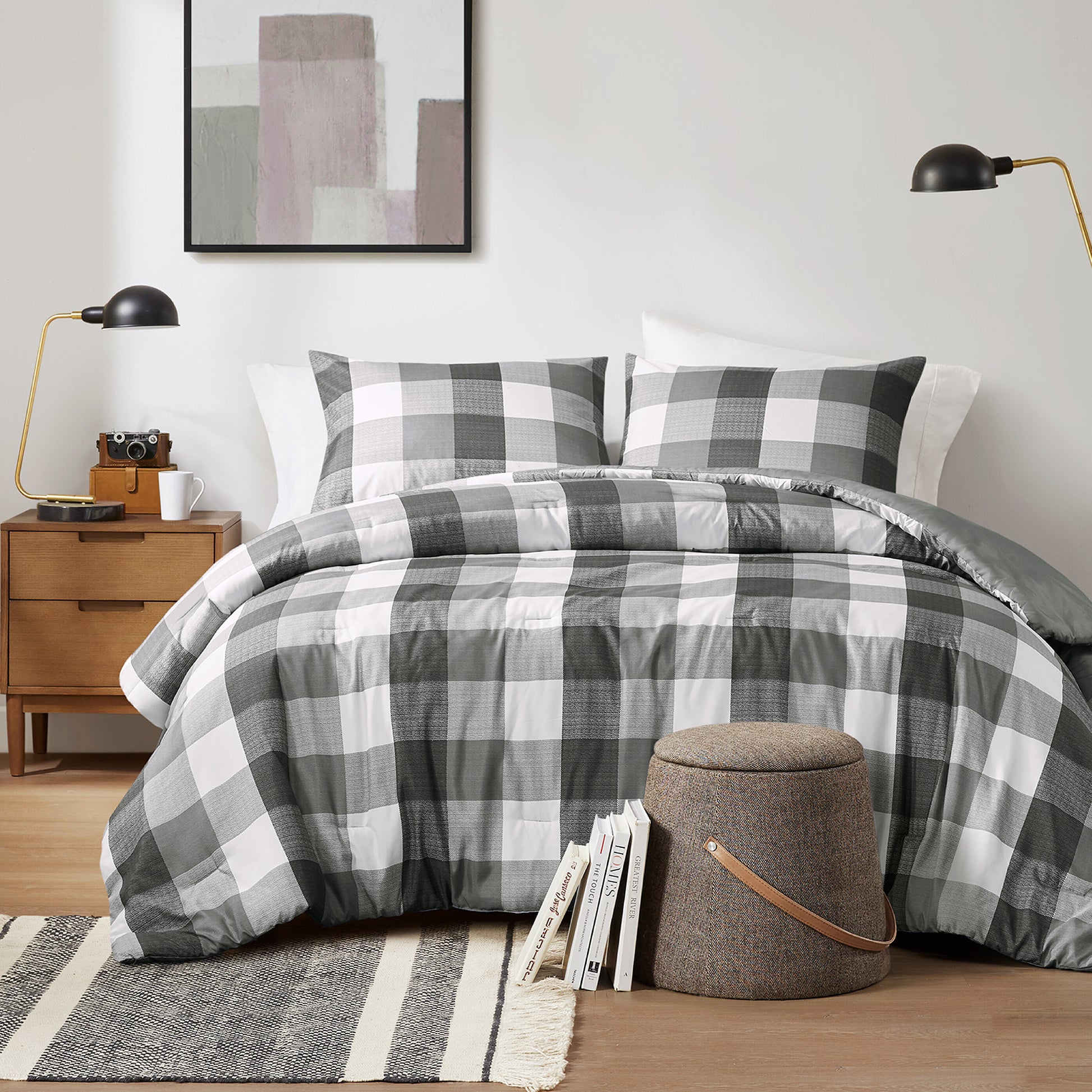 Comfort Spaces Plaid Check Printed Comforter Set