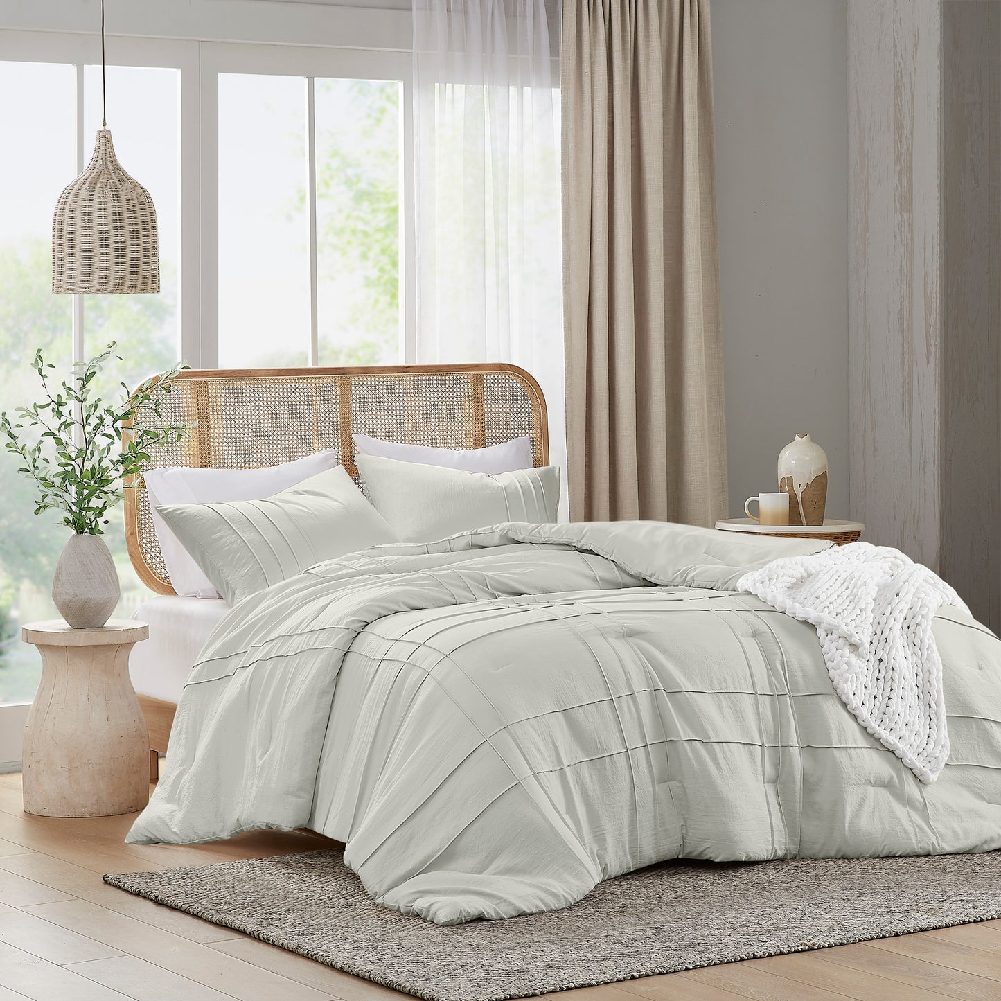 Comfort Spaces Soft Washed Pleated Comforter Set