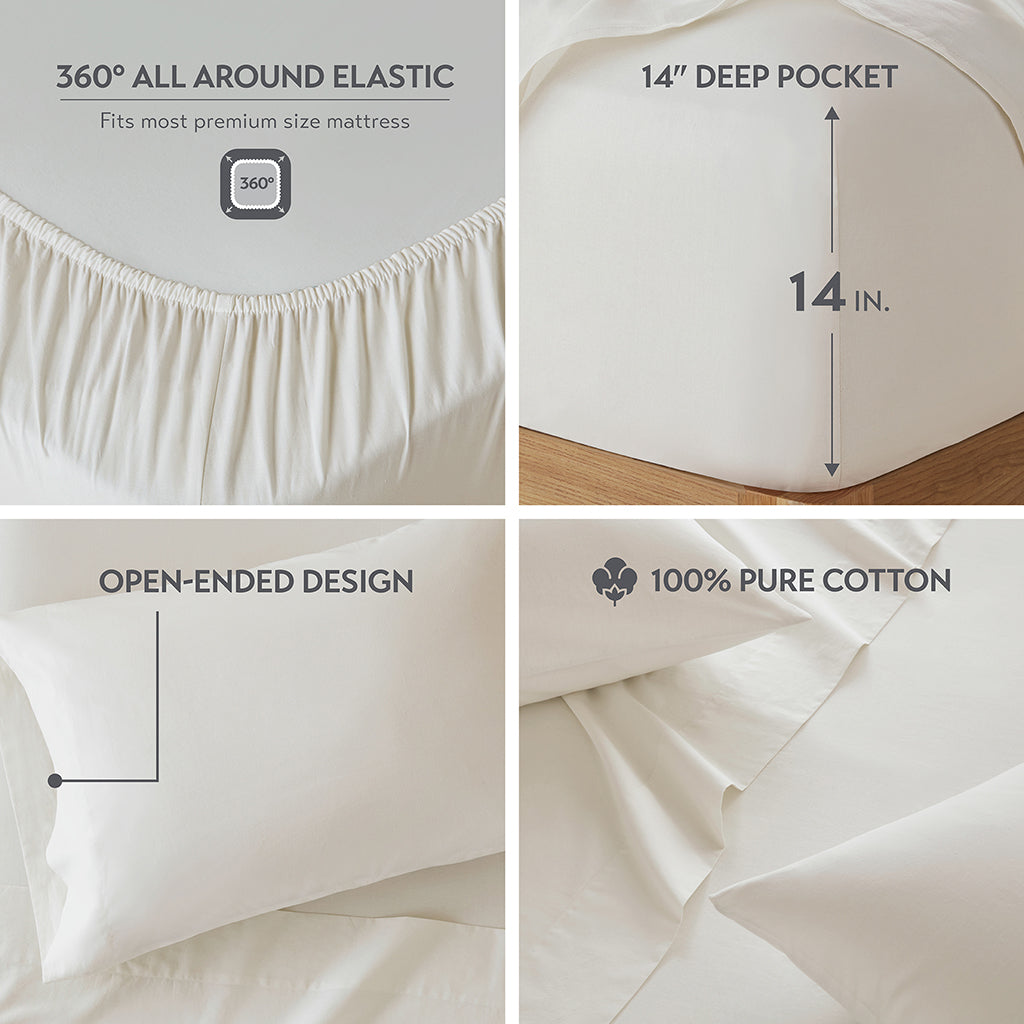 510 Design 100% Cotton Solid Sheet Set