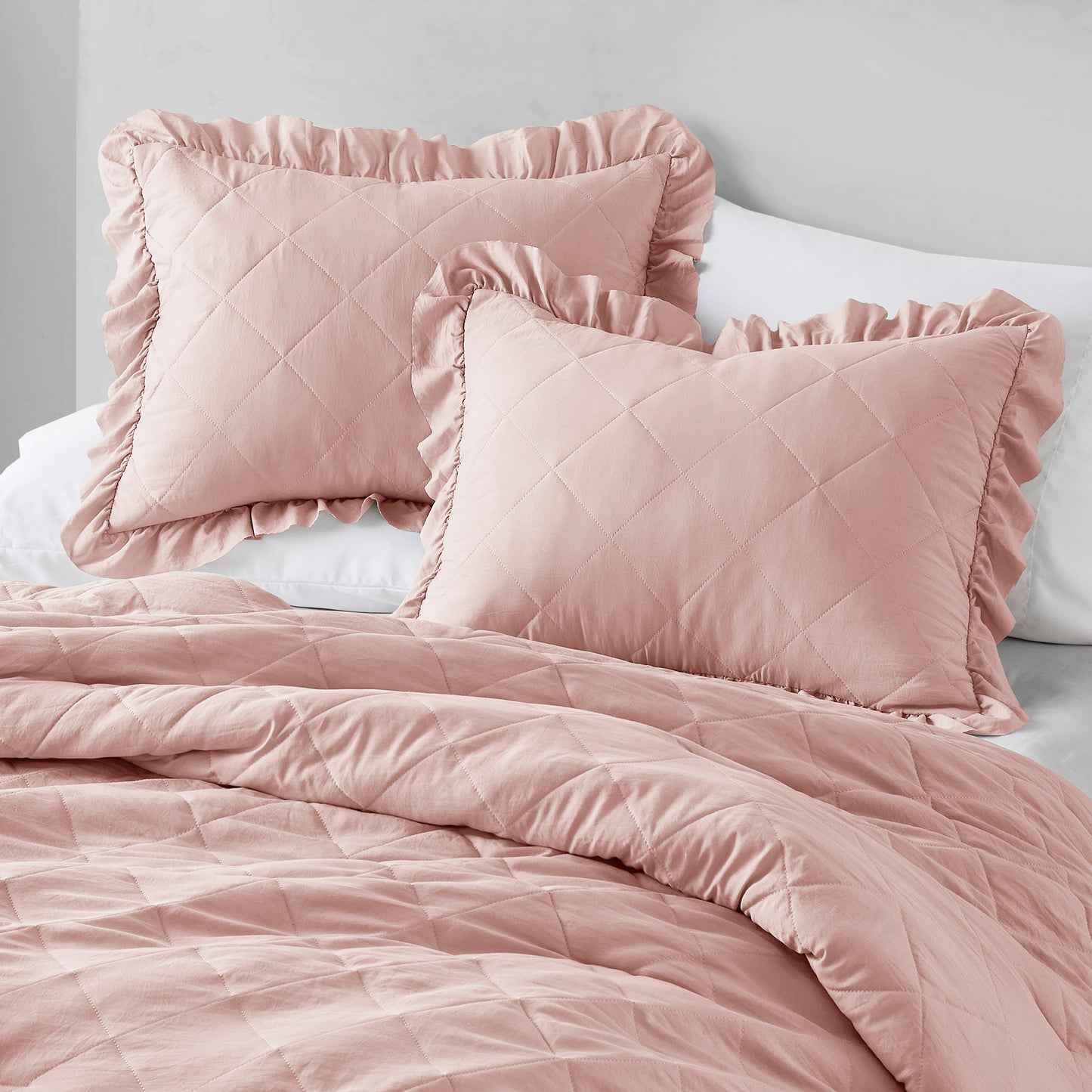 Comfort Spaces Diamond Quilted Ruffle Edge Comforter Set