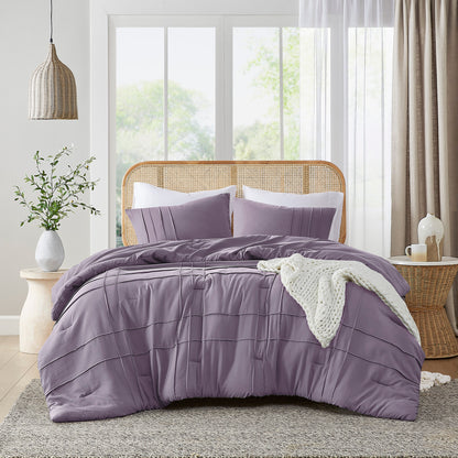 Comfort Spaces Soft Washed Pleated Comforter Set