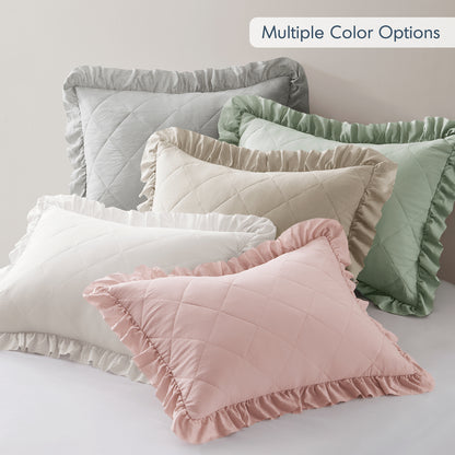 Comfort Spaces Diamond Quilted Ruffle Edge Comforter Set