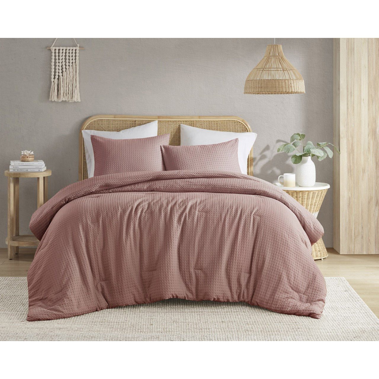 Mina Waffle Weave Textured Duvet Cover Set