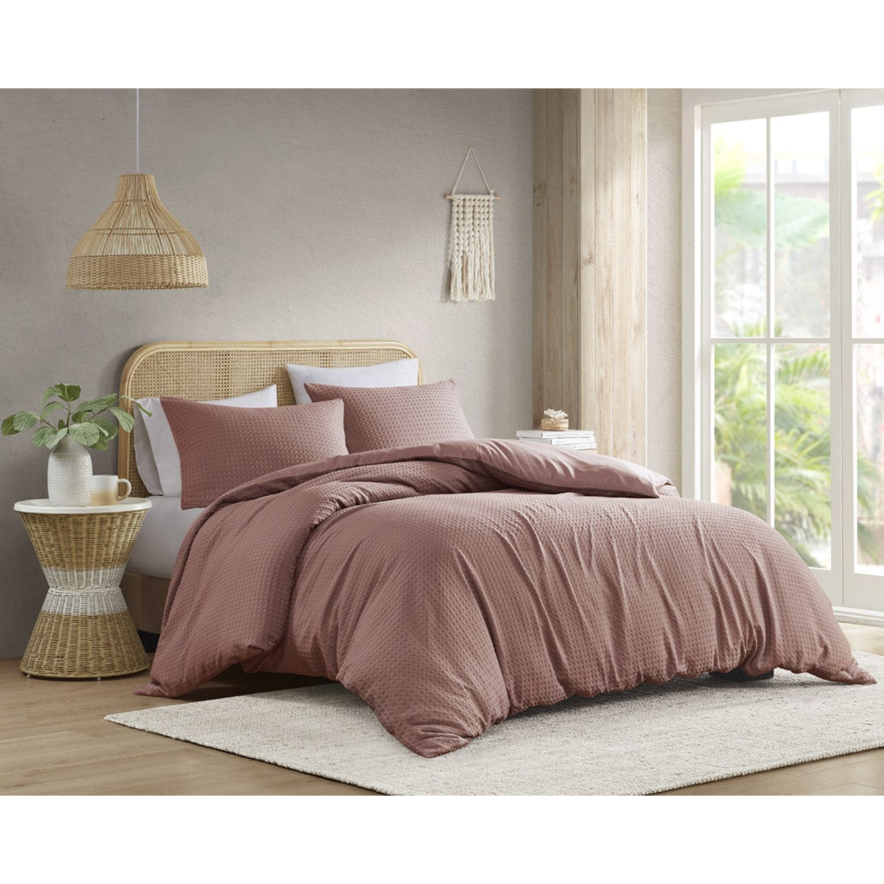 Mina Waffle Weave Textured Duvet Cover Set