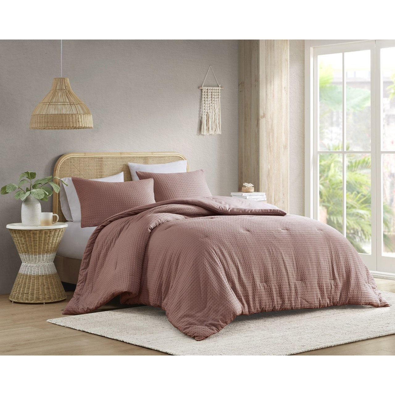 Mina Waffle Weave Textured Duvet Cover Set