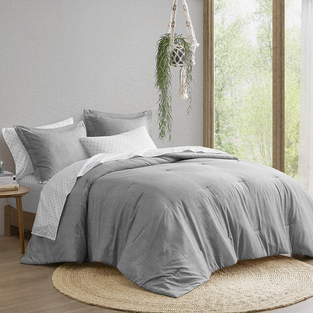 Camden Chambray Print Microfiber Comforter Set with Bed Sheets