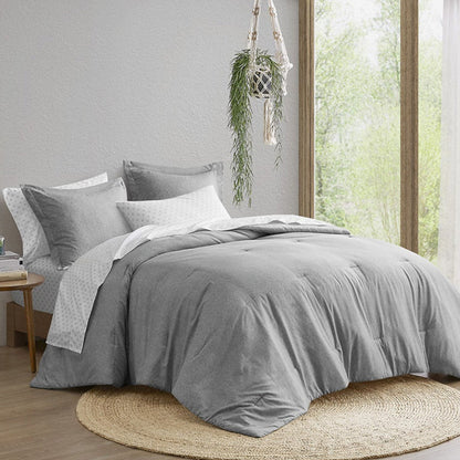 Camden Chambray Print Microfiber Comforter Set with Bed Sheets