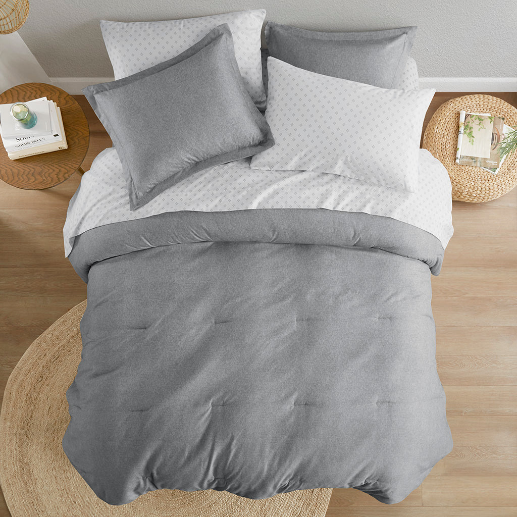 Camden Chambray Print Microfiber Comforter Set with Bed Sheets