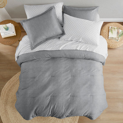 Camden Chambray Print Microfiber Comforter Set with Bed Sheets