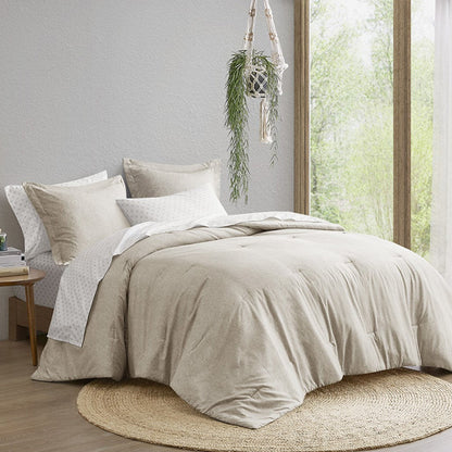 Camden Chambray Print Microfiber Comforter Set with Bed Sheets