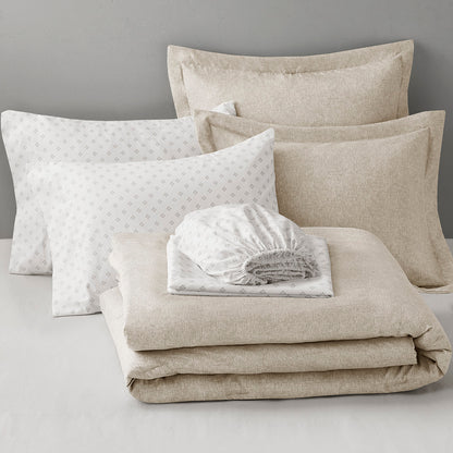 Camden Chambray Print Microfiber Comforter Set with Bed Sheets