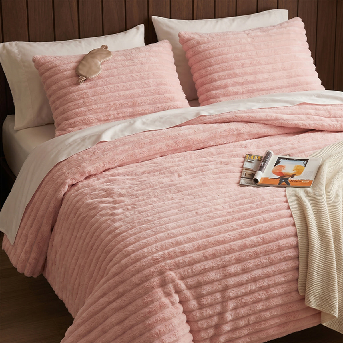 Avril Fluffy Ribbed Plush Comforter Set
