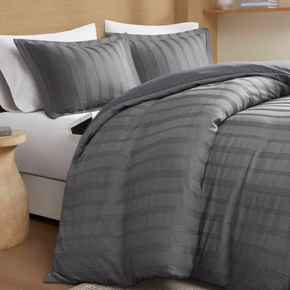 Logan Woven Striped Duvet Set