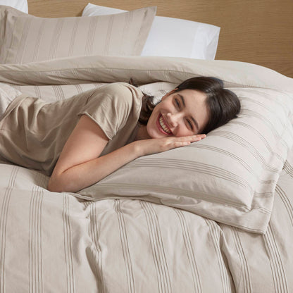 Logan Woven Striped Duvet Set