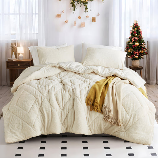 Kyla Double Diamond Quilted Teddy Comforter Set