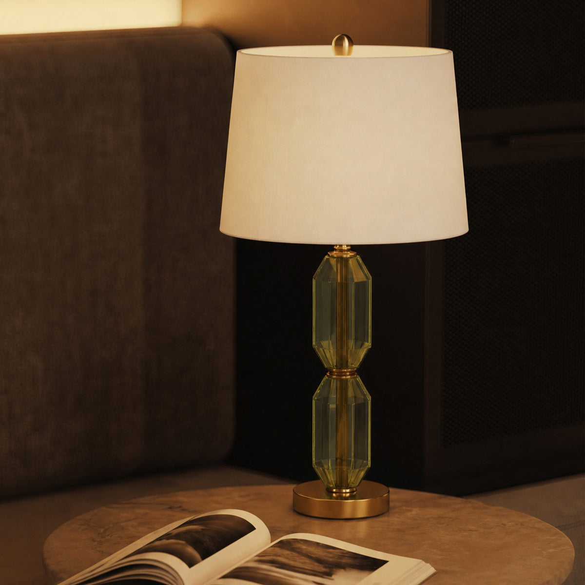 Zirconia Faceted Brown Glass Table Lamp