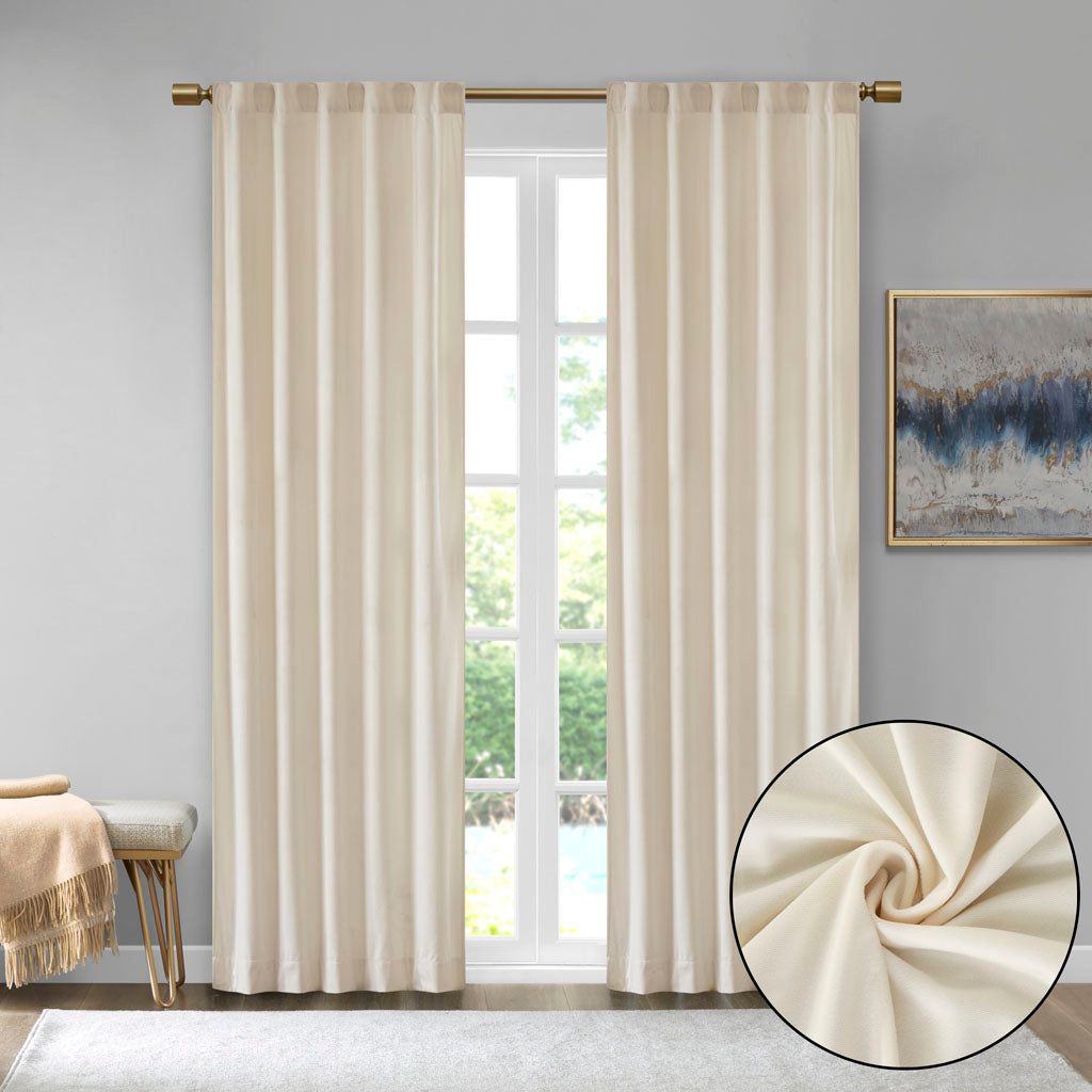 510 Design Room Darkening Metallic Printed Poly Velvet Rod Pocket/Back Tab Window Panel Pair