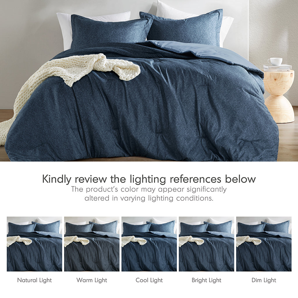 Comfort Spaces Chambray Print Solid Comforter Set