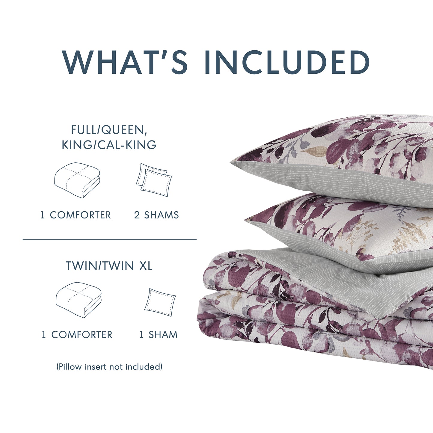 Comfort Spaces Reversible Floral Botanical Seersucker Comforter Set