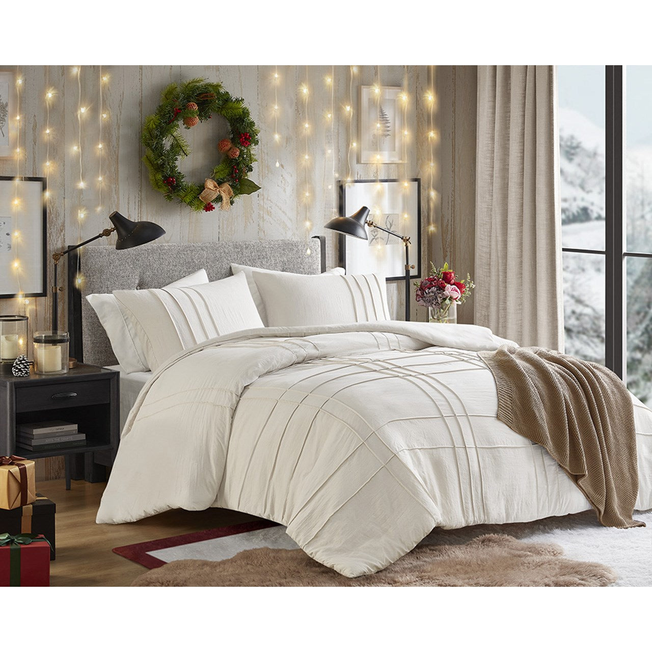 Comfort Spaces Soft Washed Pleated Comforter Set