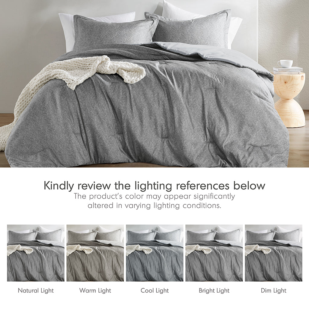 Comfort Spaces Chambray Print Solid Comforter Set