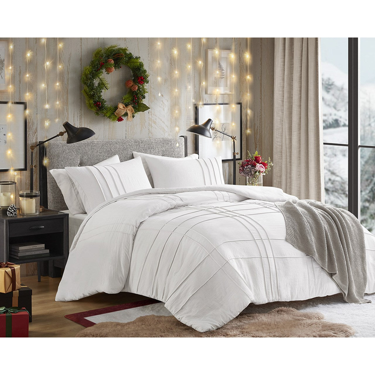 Comfort Spaces Soft Washed Pleated Comforter Set