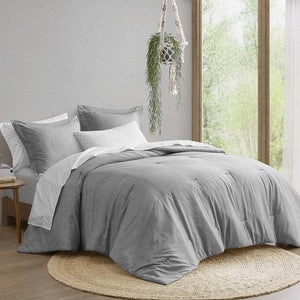Camden Chambray Print Microfiber Comforter Set with Bed Sheets