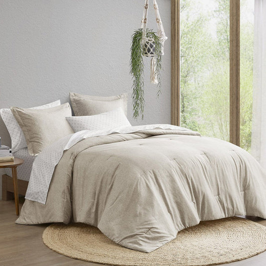 Camden Chambray Print Microfiber Comforter Set with Bed Sheets