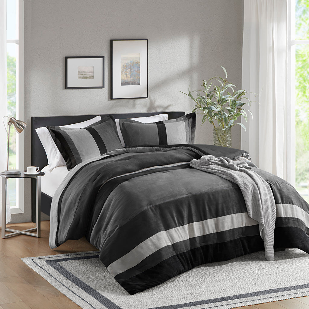 Comfort Spaces Pieced Faux Suede Comforter Set