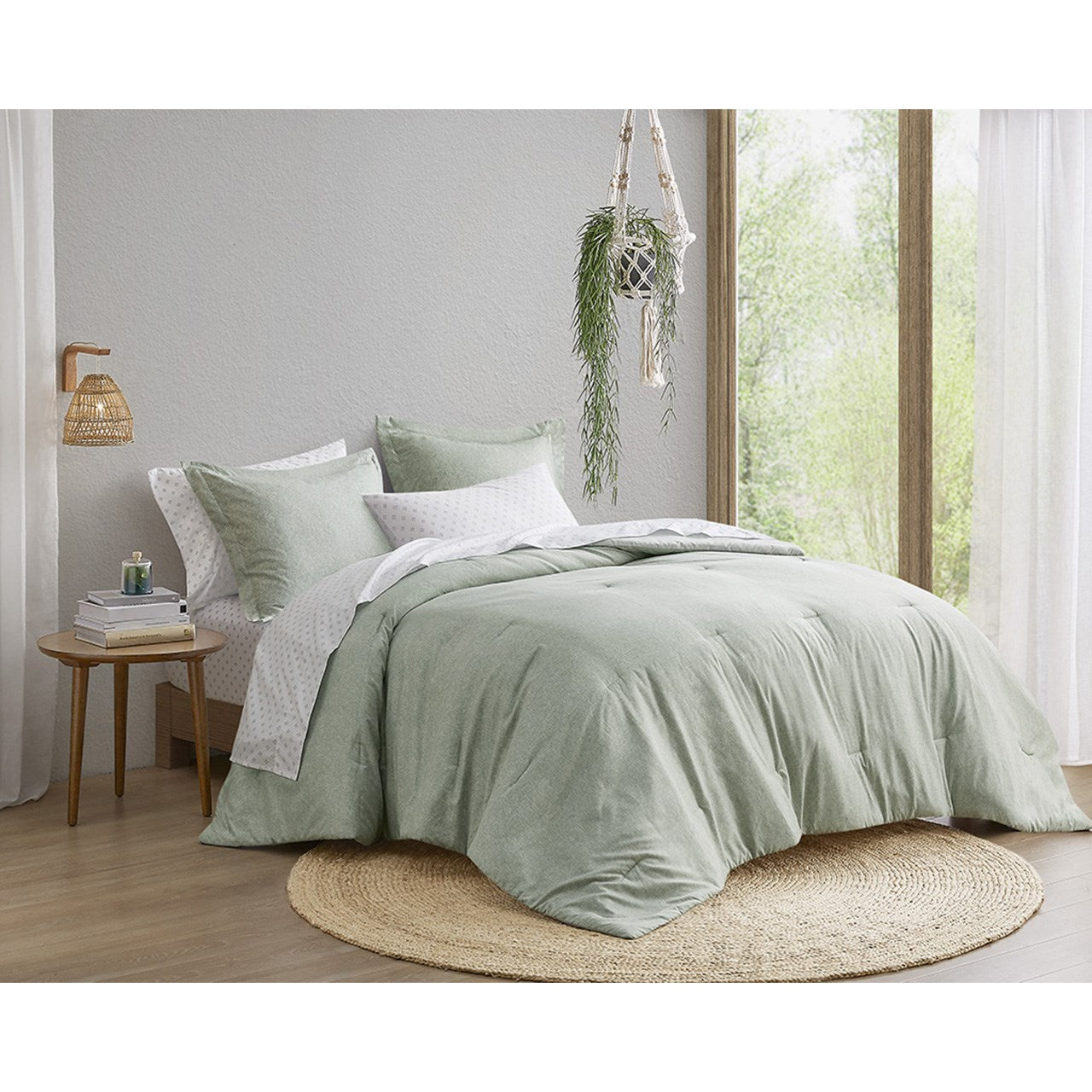 Comfort Spaces Chambray Print Solid Comforter Set