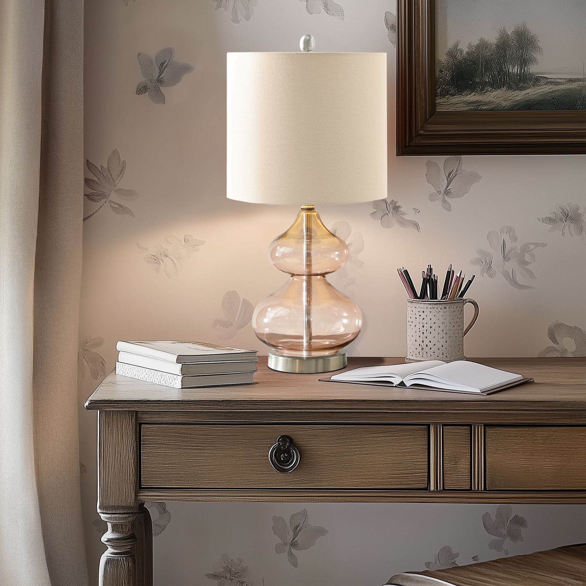 510 Design Curved Glass Table Lamp, Set of 2