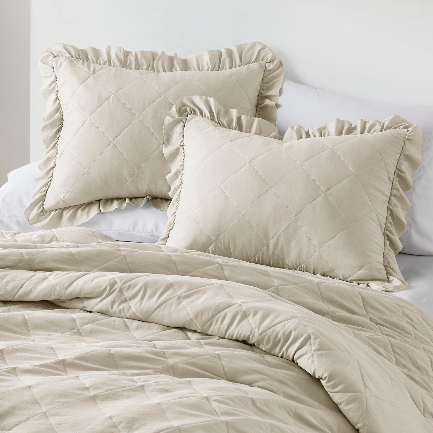 Comfort Spaces Diamond Quilted Ruffle Edge Comforter Set