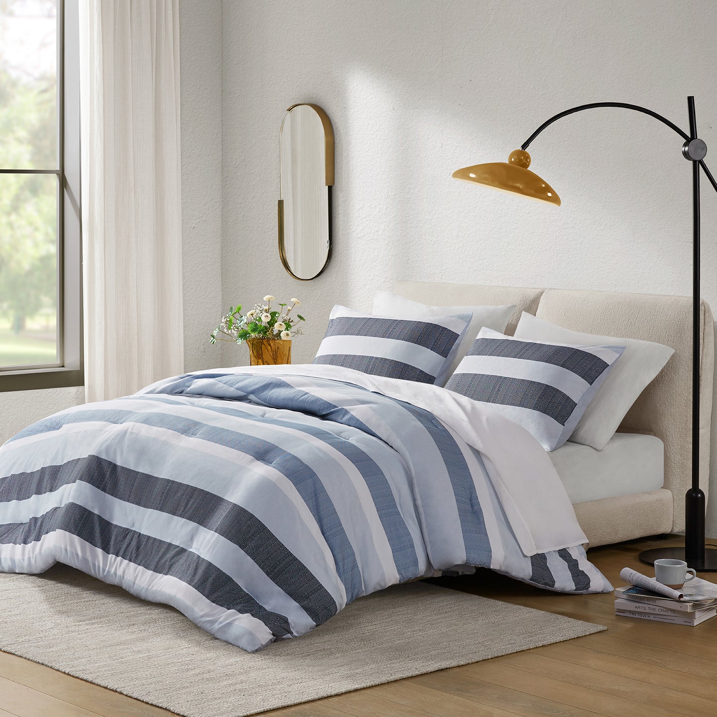 Comfort Spaces Stripe Textured Print Comforter Set