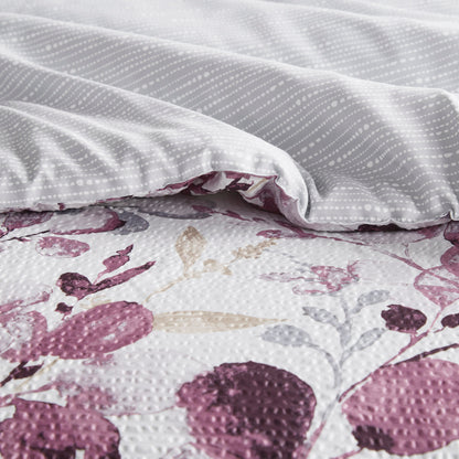 Comfort Spaces Reversible Floral Botanical Seersucker Comforter Set