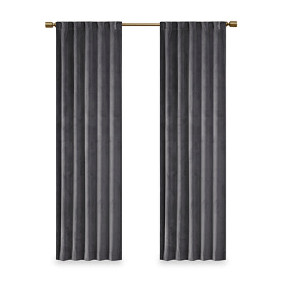 510 Design Room Darkening Metallic Printed Poly Velvet Rod Pocket/Back Tab Window Panel Pair