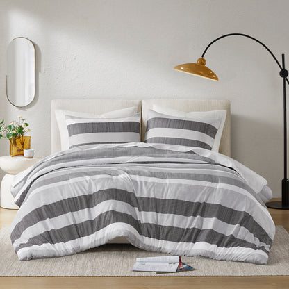 Comfort Spaces Stripe Textured Print Comforter Set