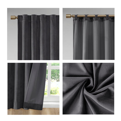 510 Design Room Darkening Metallic Printed Poly Velvet Rod Pocket/Back Tab Window Panel Pair