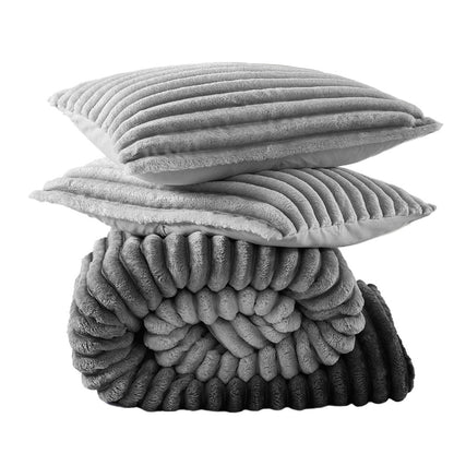 Intelligent Design Fluffy Ribbed Plush Comforter Set