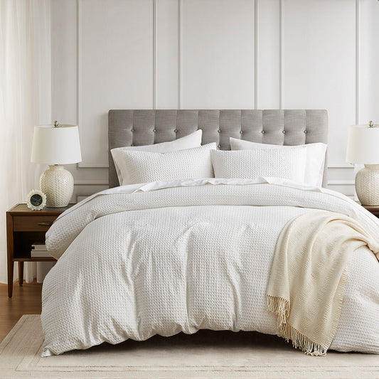 Comfort Spaces Waffle Weave Textured Duvet Cover Set