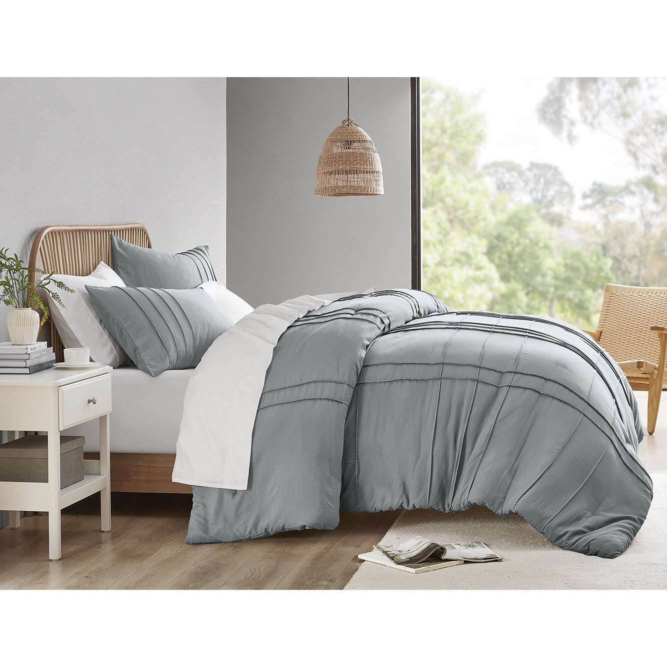 Comfort Spaces Soft Washed Pleated Comforter Set