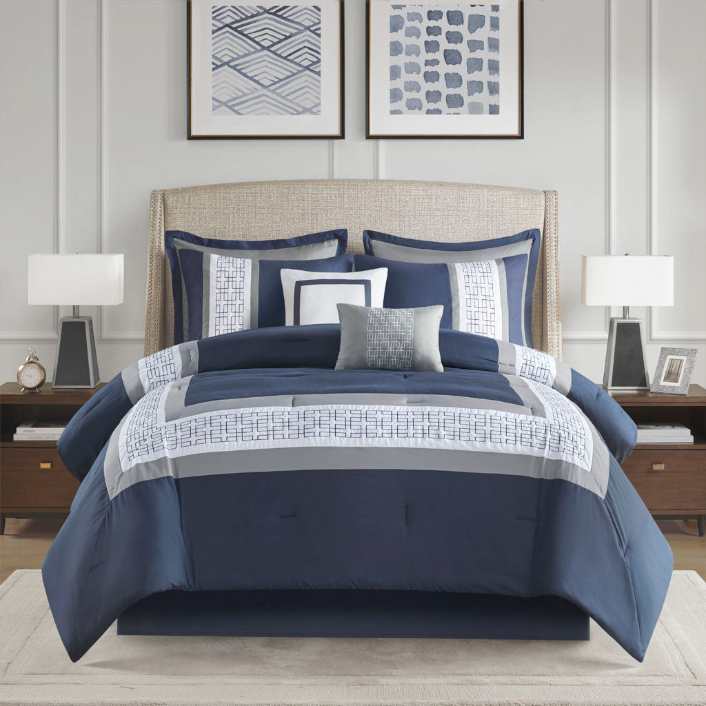 510 Design 8 Piece Embroidered Comforter Set