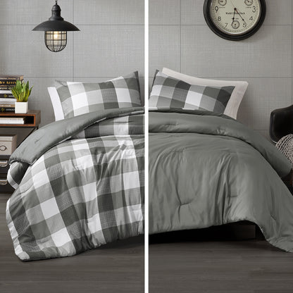 Comfort Spaces Plaid Check Printed Comforter Set