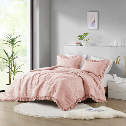 Comfort Spaces Diamond Quilted Ruffle Edge Comforter Set