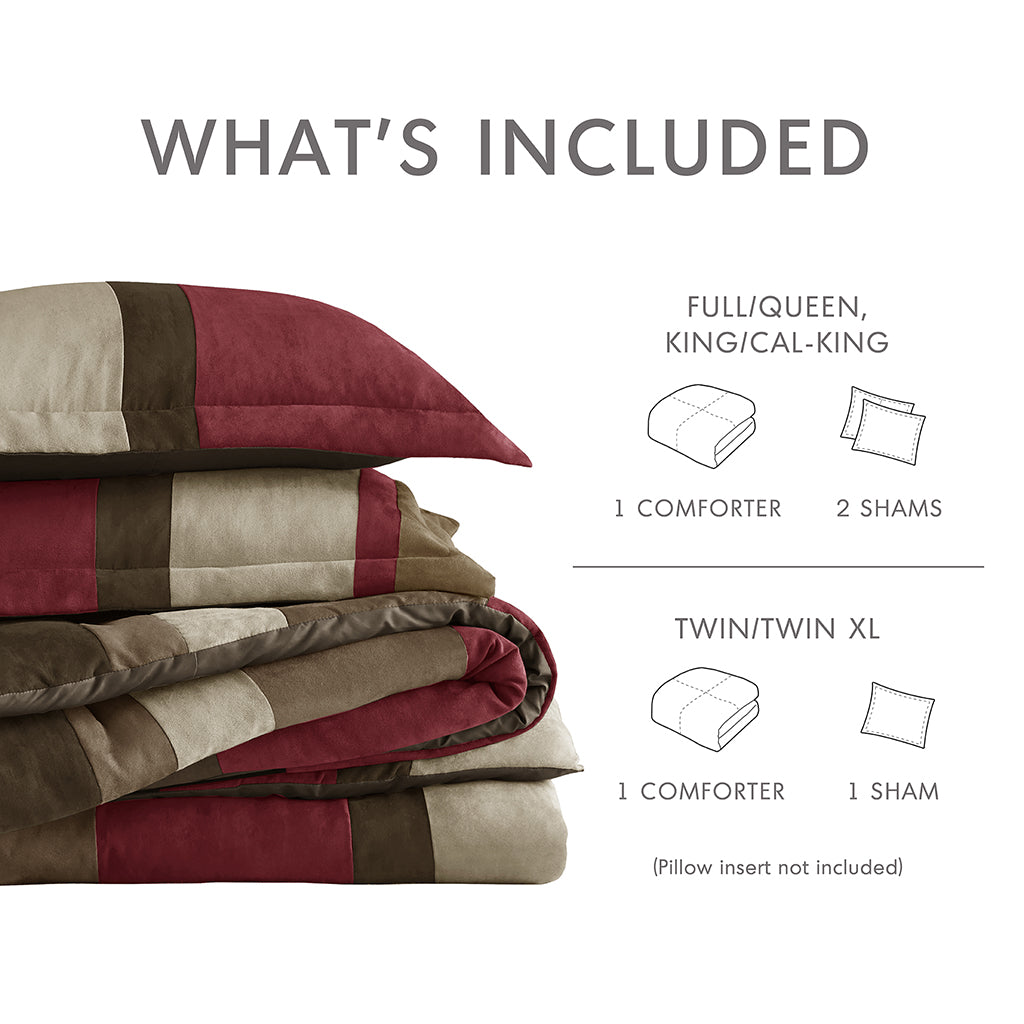 Comfort Spaces Pieced Faux Suede Comforter Set