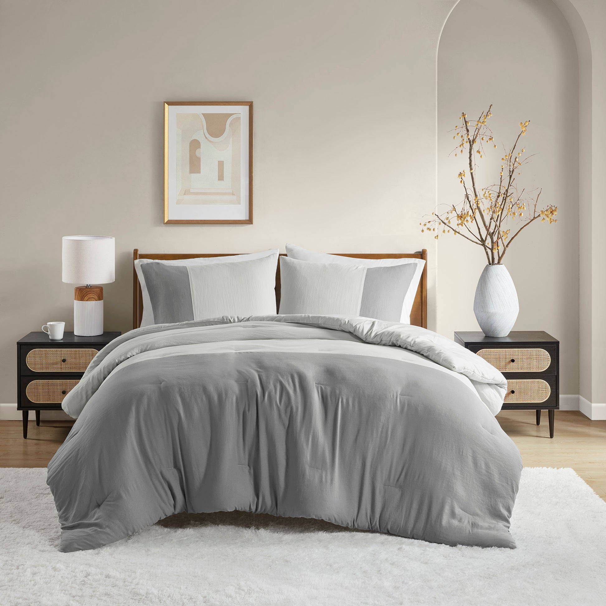 Comfort Spaces Soft Washed Color Block Comforter Set