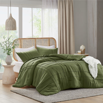 Comfort Spaces Soft Washed Pleated Comforter Set