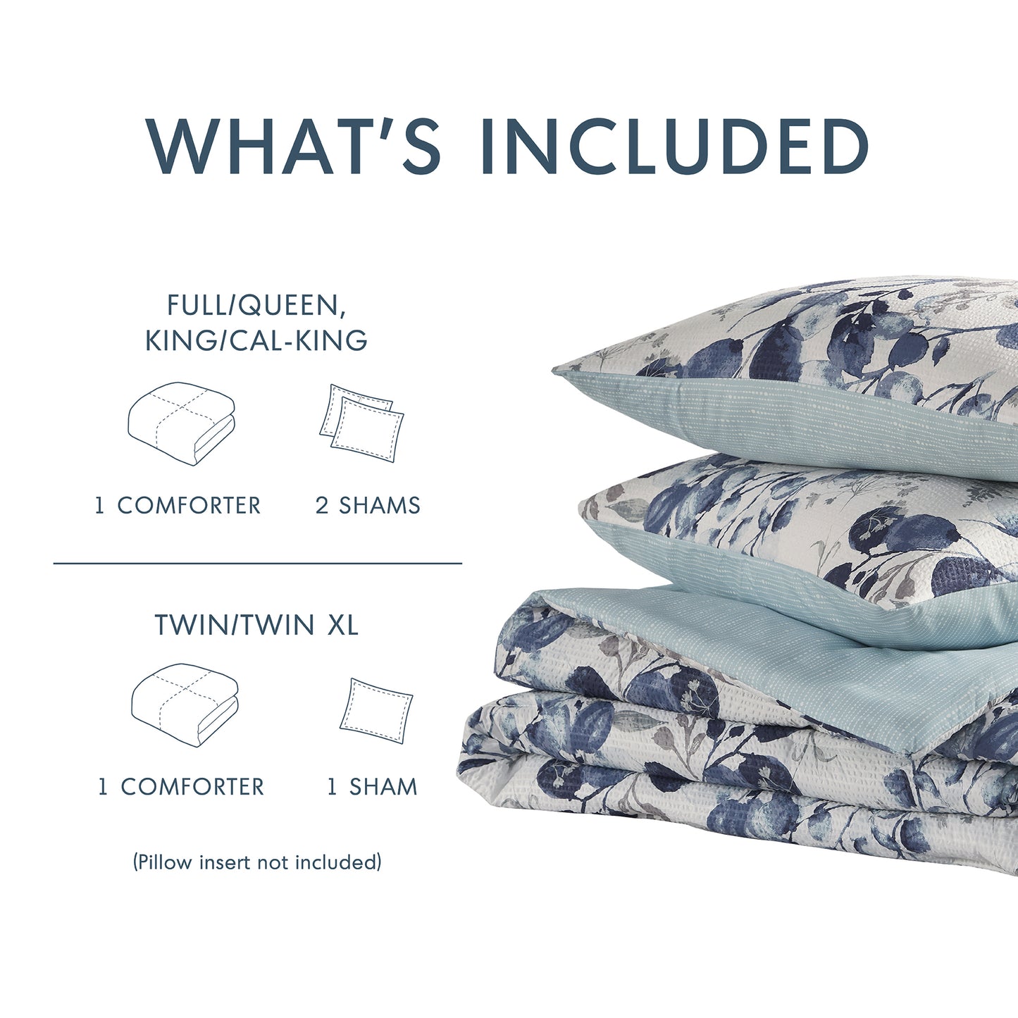 Comfort Spaces Reversible Floral Botanical Seersucker Comforter Set