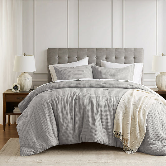 Comfort Spaces Waffle Weave Textured Comforter Set