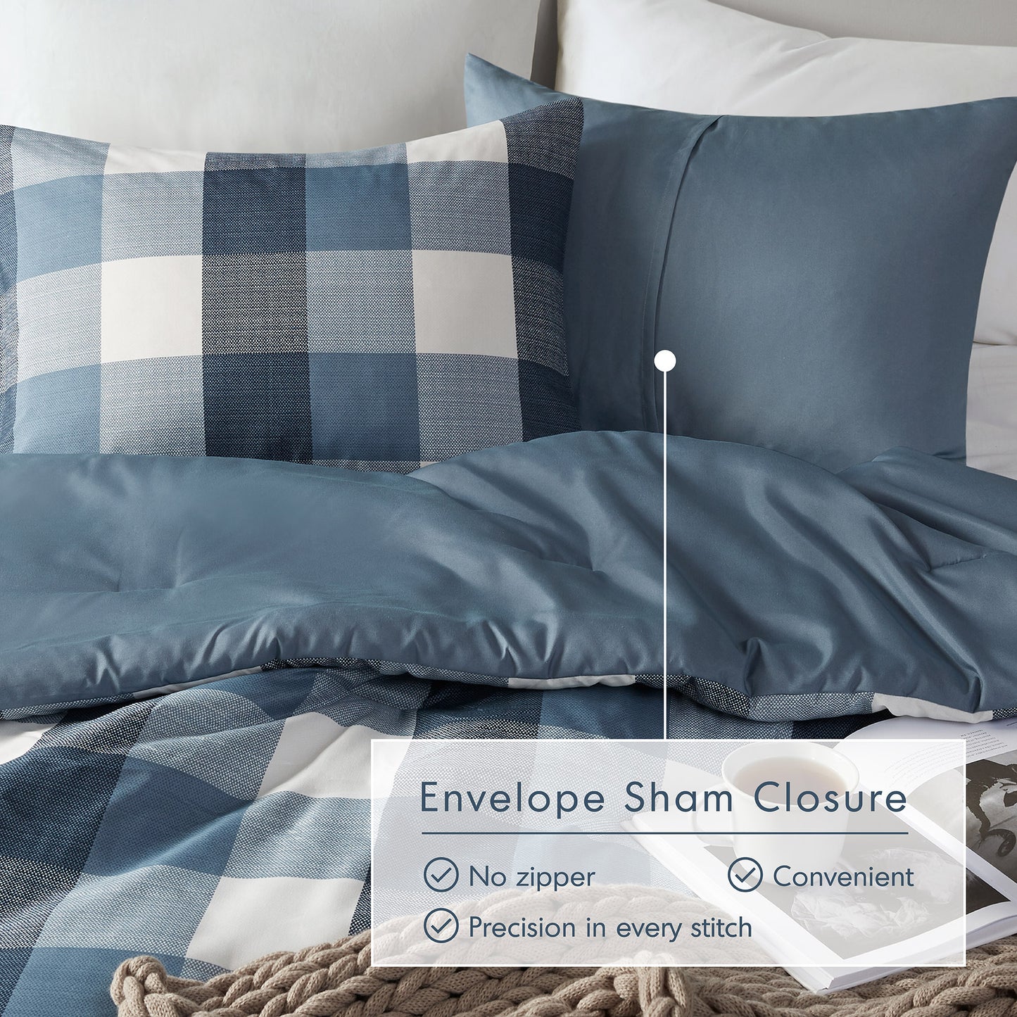 Comfort Spaces Plaid Check Printed Comforter Set